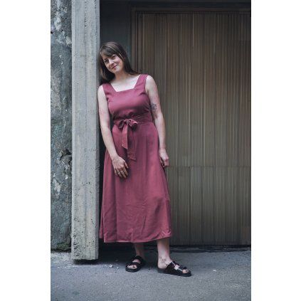 Šaty Minile Cross Tencel Dark Blush