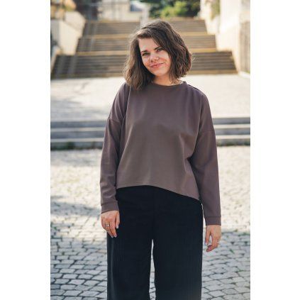 Mikina Minile Crop Mocha Mouse