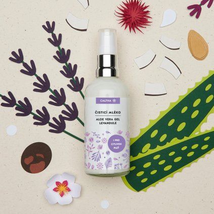 caltha cistici mleko aloe vera gel levandule barevné pozadí new