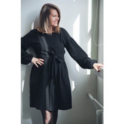 Šaty Minile Simple Puff Muslin Black