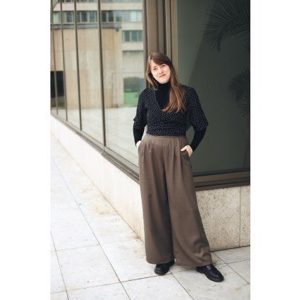 Kalhoty Minile Palazzo Tencel Brown