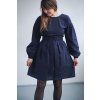 Šaty Minile Simple Puff Seersucker Dark Blue